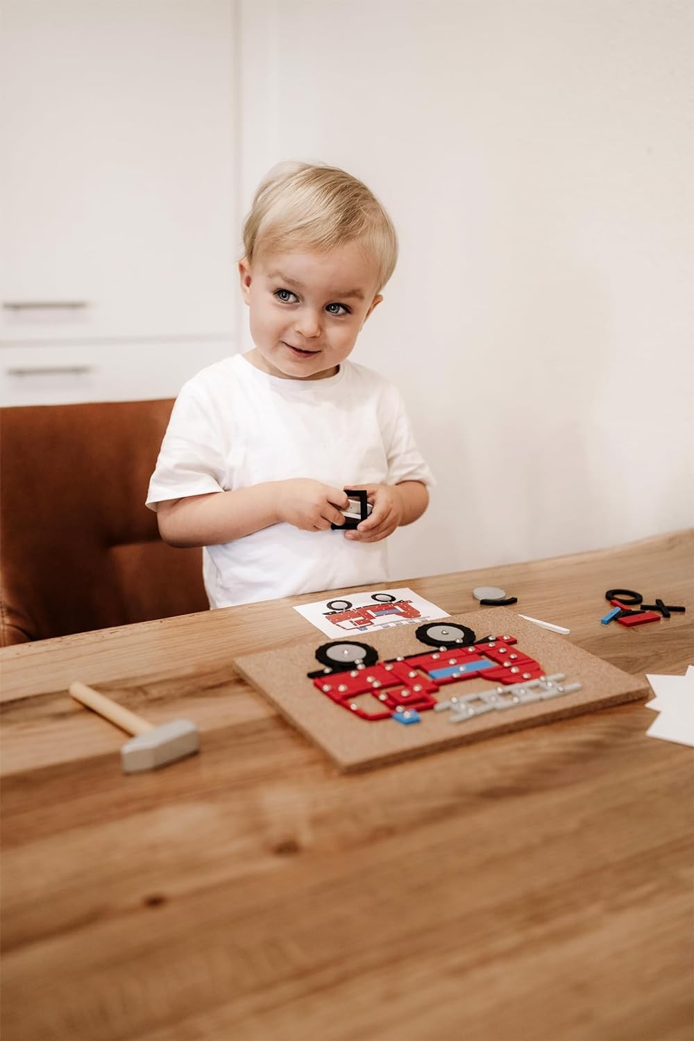 small foot Vehicles of The City Toy, Wood, with Cork Board and Hammer, for Kids