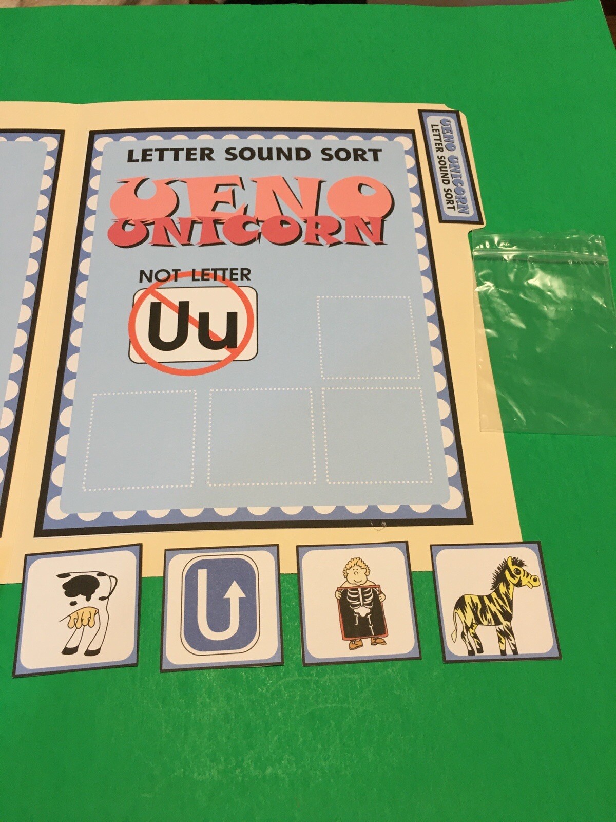 Ueno Unicorn – Letter Uu – DIY File Folder game – Printed / Uncut