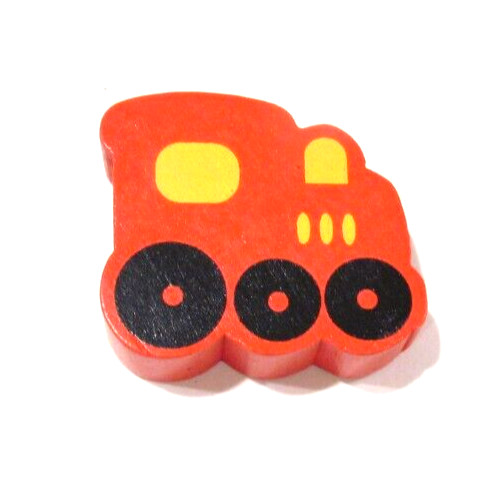 Lot of 7 Colorful Wooden Beads Bus Train Car Tree Stop Sign Tractor Boat / Ship