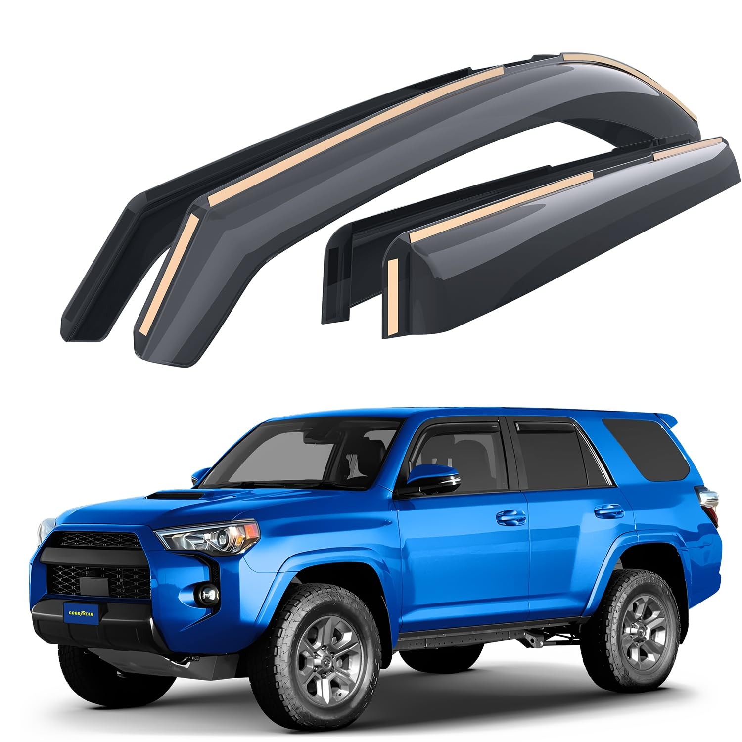 Goodyear Window Vent Deflectors For Toyota 4Runner 2010 2024 Smoke Finish