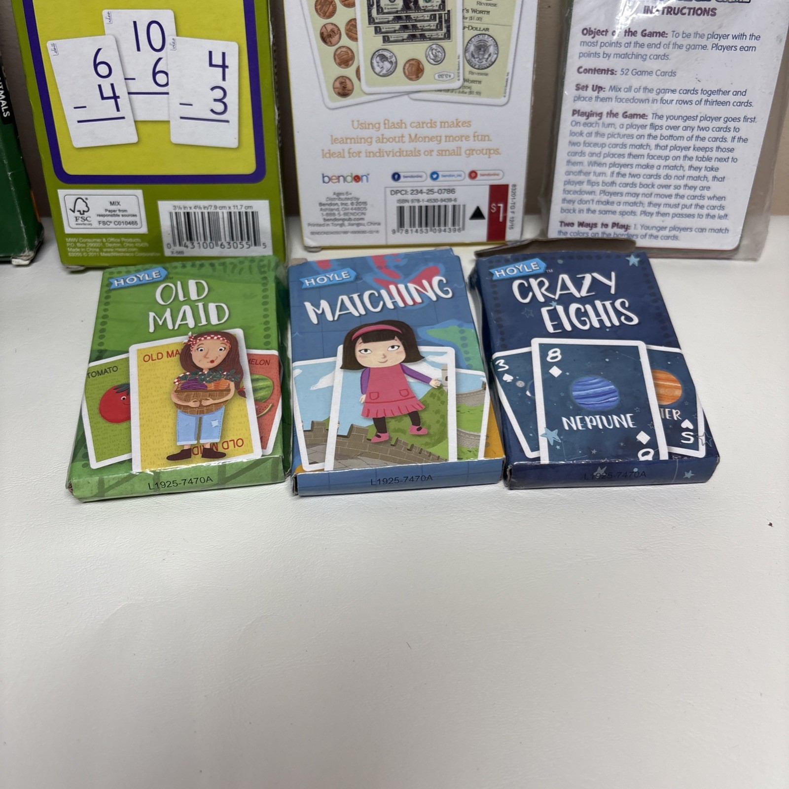 Lot Of 7 Kids Educational Flashcards & Game -Sight Words, Animals & Puzzle Cards