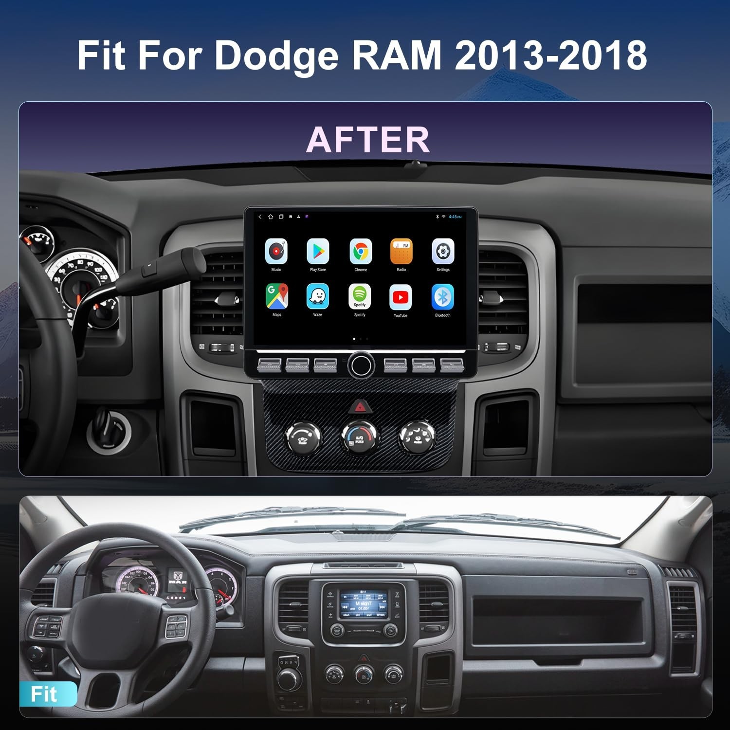 4G Network Radio for Dodge RAM 2013 2014 2015 2016 2017 2018 Upgrade,Carbon F…