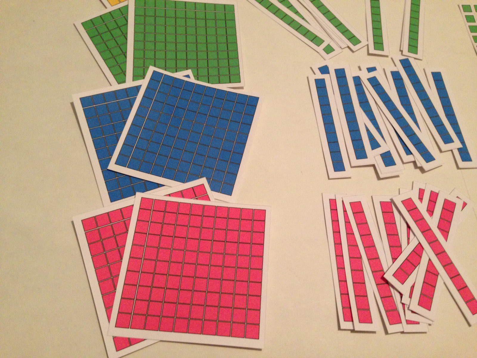 Multi colored – Base 10 Student Counter set – Laminated Cards Set