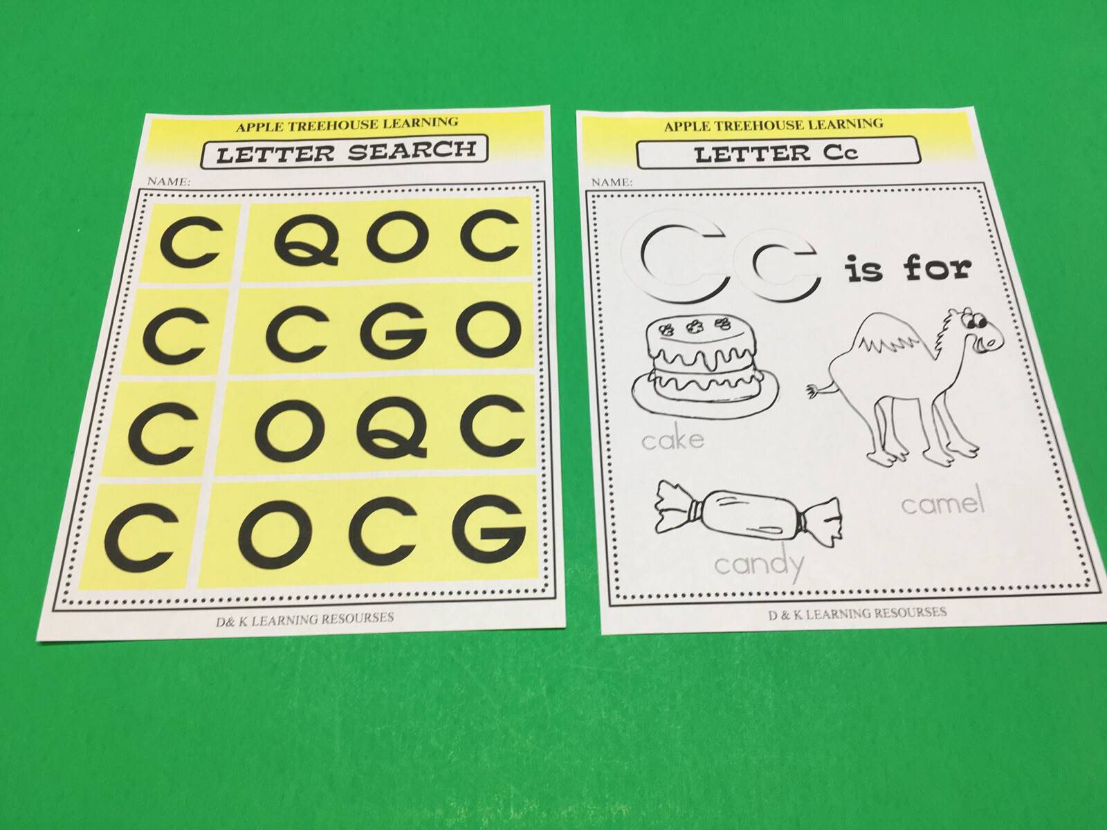 Letter Cc – Apple Treehouse Worksheets – Preschool Teaching supplies 20pgs