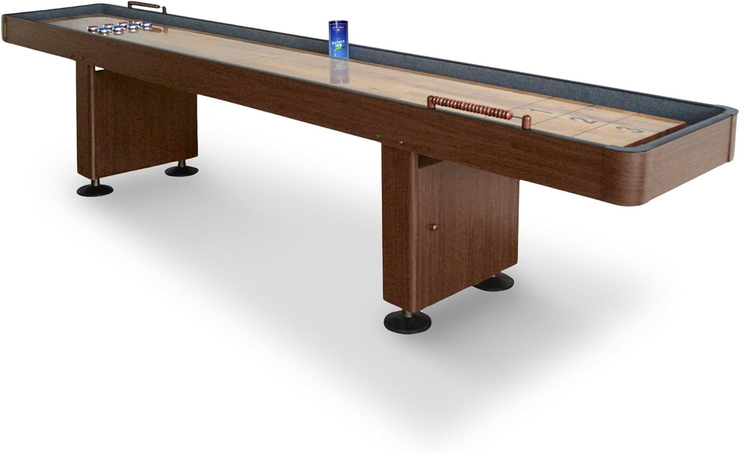 Challenger Shuffleboard Table for Family Arcade Game Room with Poly Coated Playf