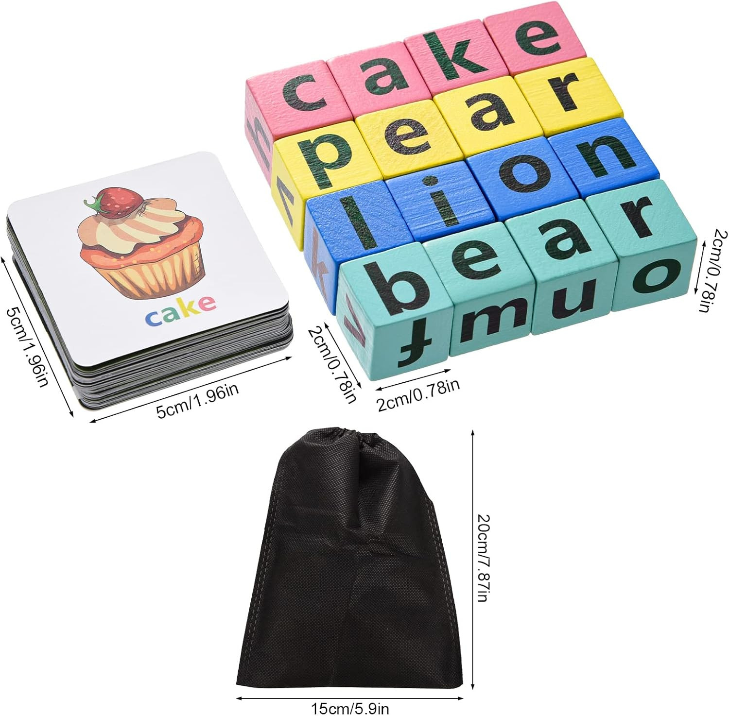 Wooden Blocks Spelling Game, Wooden Alphabet Puzzles Blocks, Matching Letter Gam