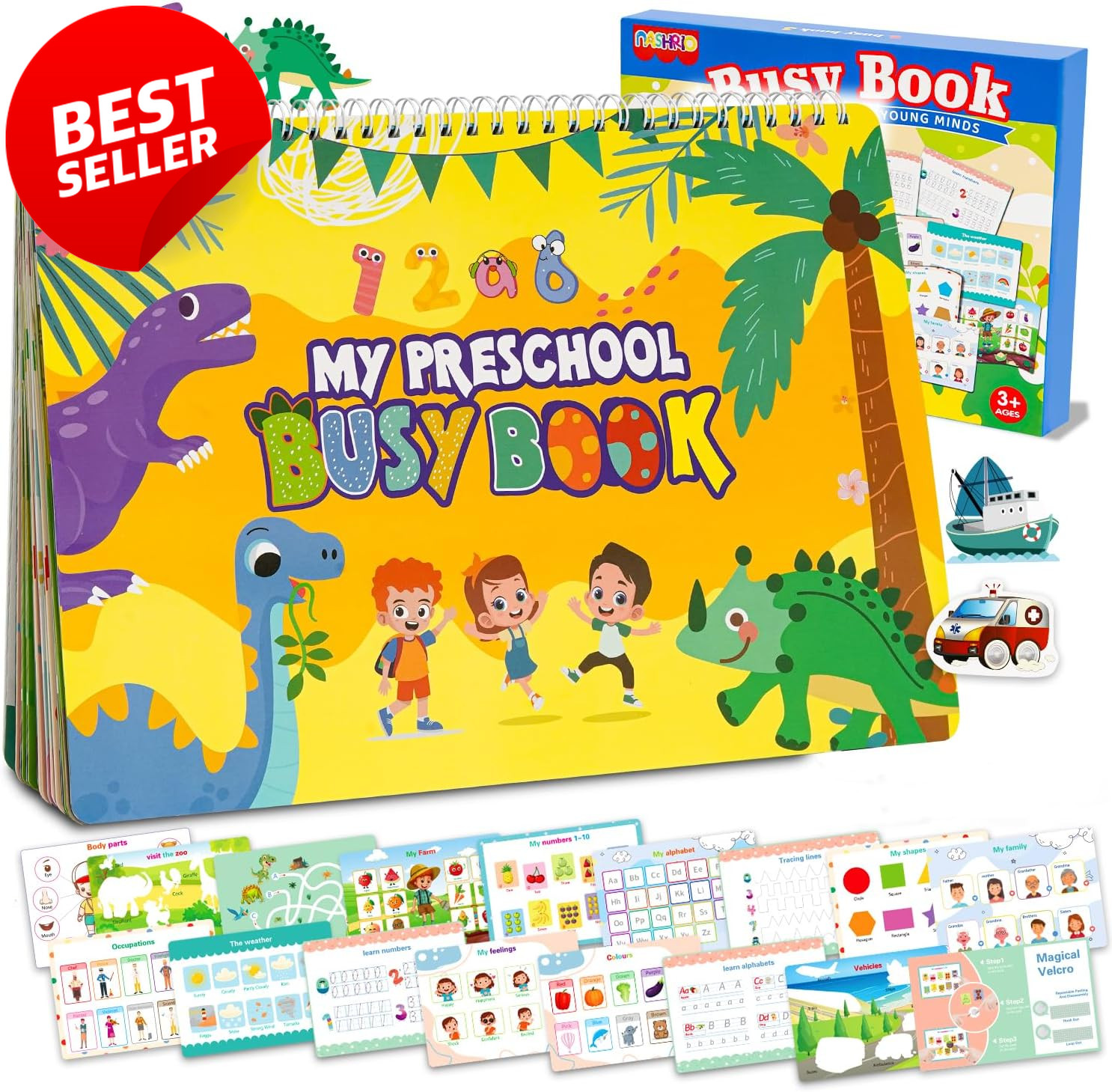 Montessori Busy Book 24 Themes Preschool Learning Activities Toddlers 3-5 – US