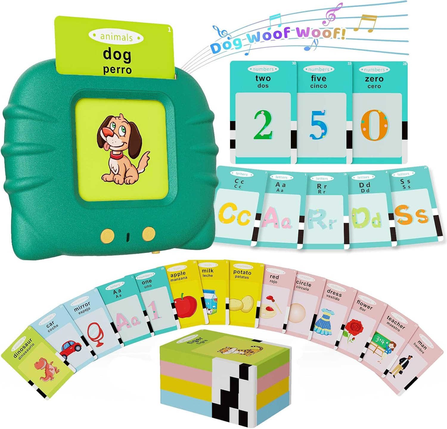 Toddler Toys Bilingual English and Spanish Talking Flash Cards for 1 2 3 4 5 6 Y