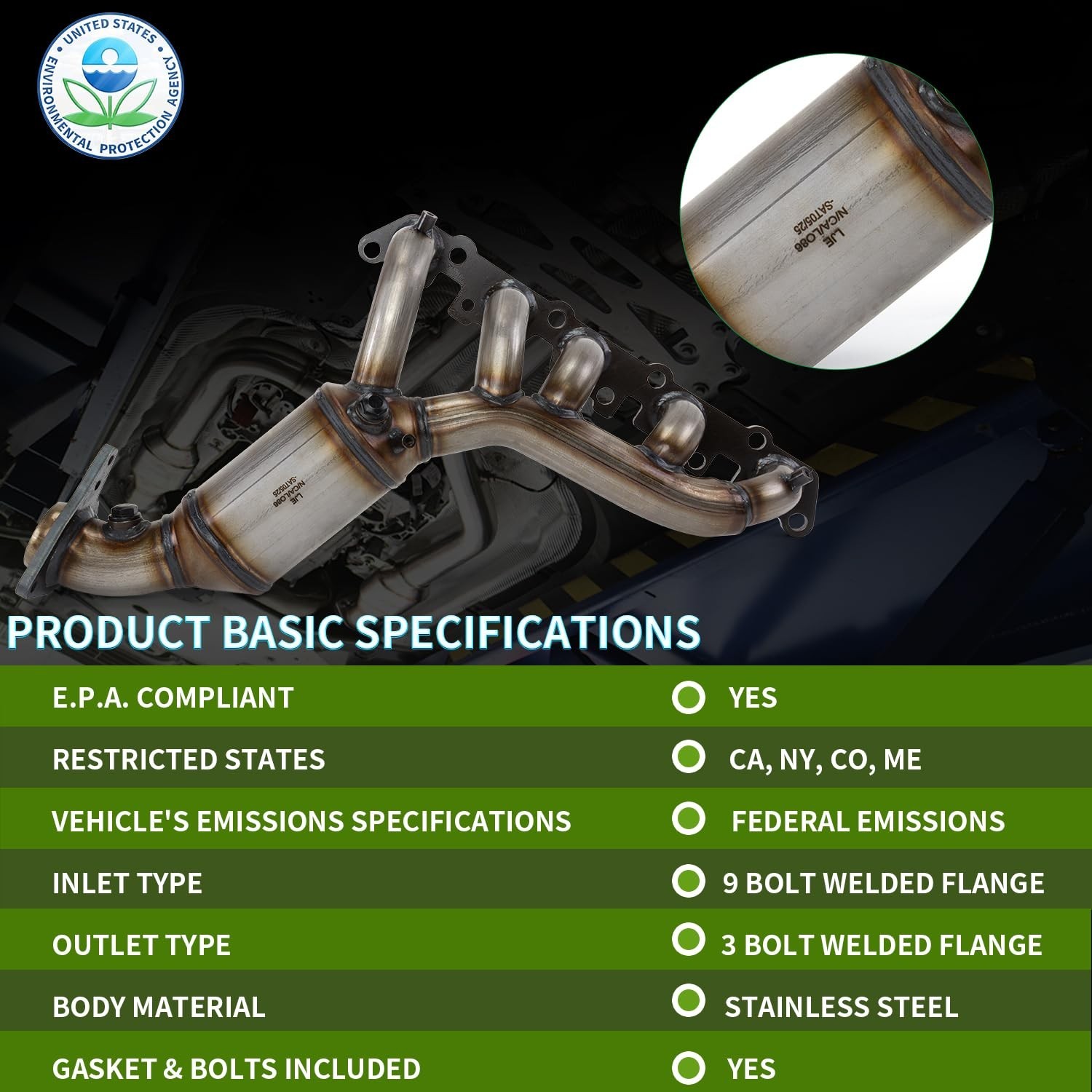 3.7L Front Exhaust Manifold Catalytic Converter Kit Compatible with 2007-2012…