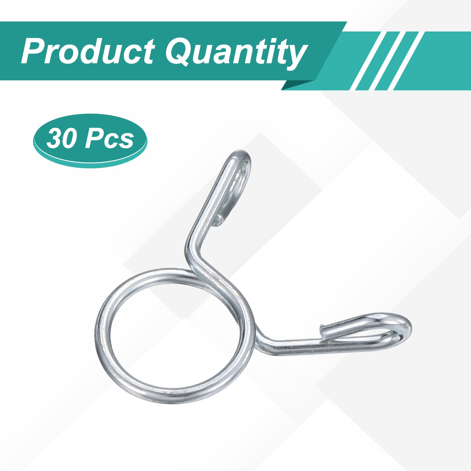 30Pcs 8mm ID 8mm Clamp Dia. Fuel Line Hose Clips Spring Clips Clamps, Blue White
