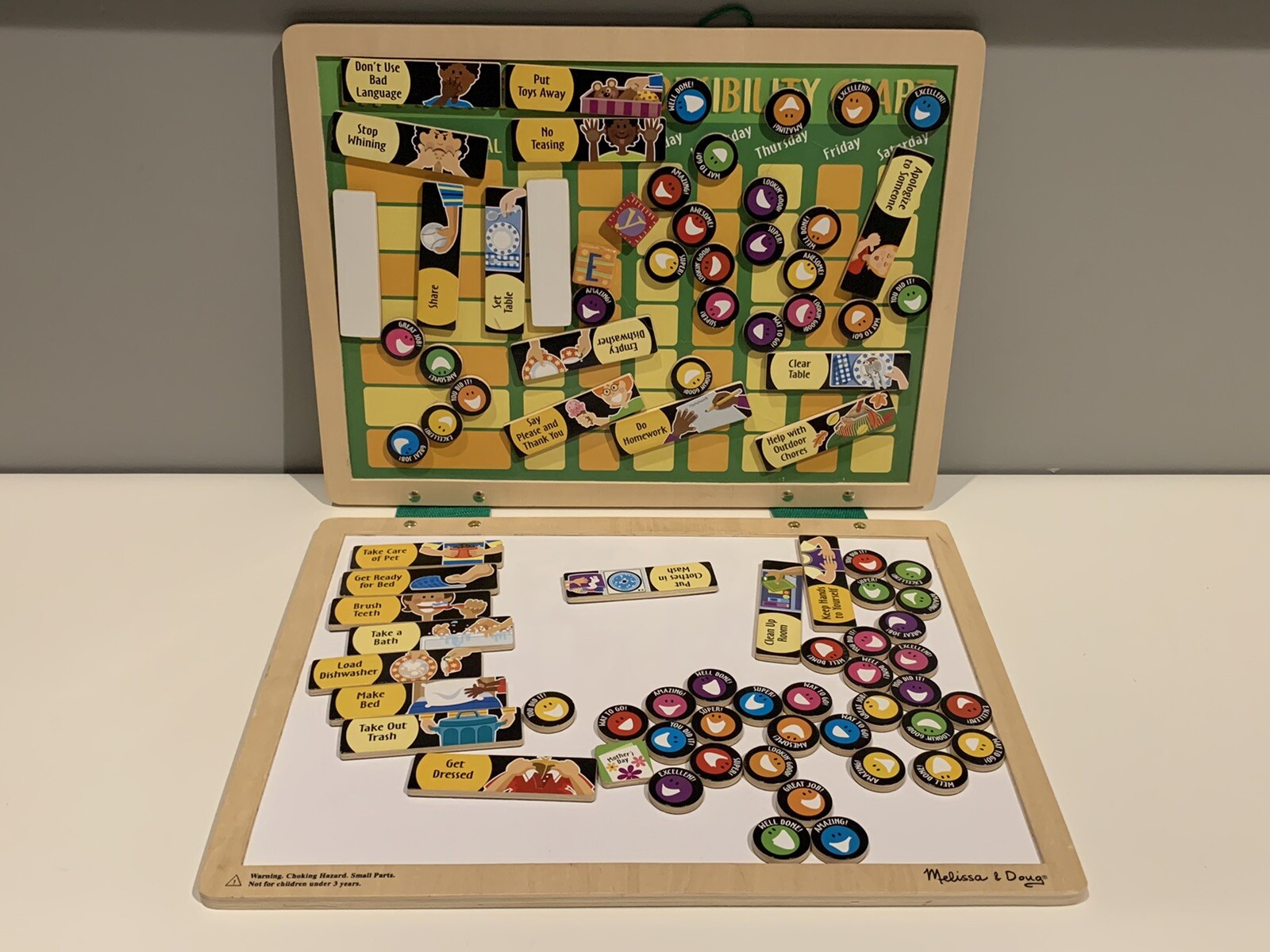 Melissa & Doug Magnetic Responsibility Chart w/ Whiteboard and 80+ Magnets