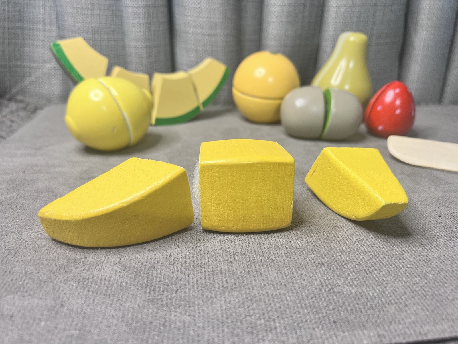 Kids Wooden Kitchen Cutting Fruits Toys Learning Knife Hook Loop Closure Lot