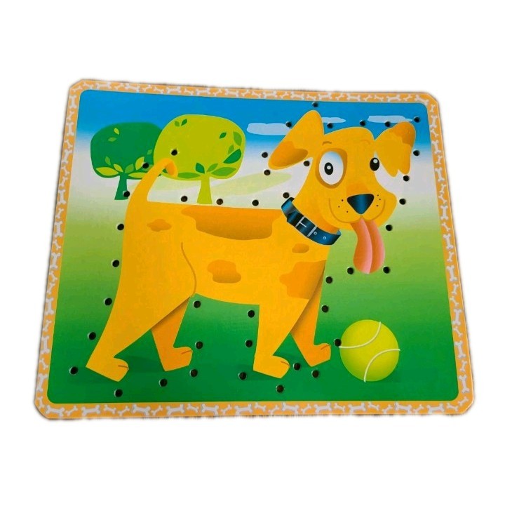 eeBoo Family Pets Lacing Cards 5 Count Educational Fine Motor Skills Toy Ages 3+