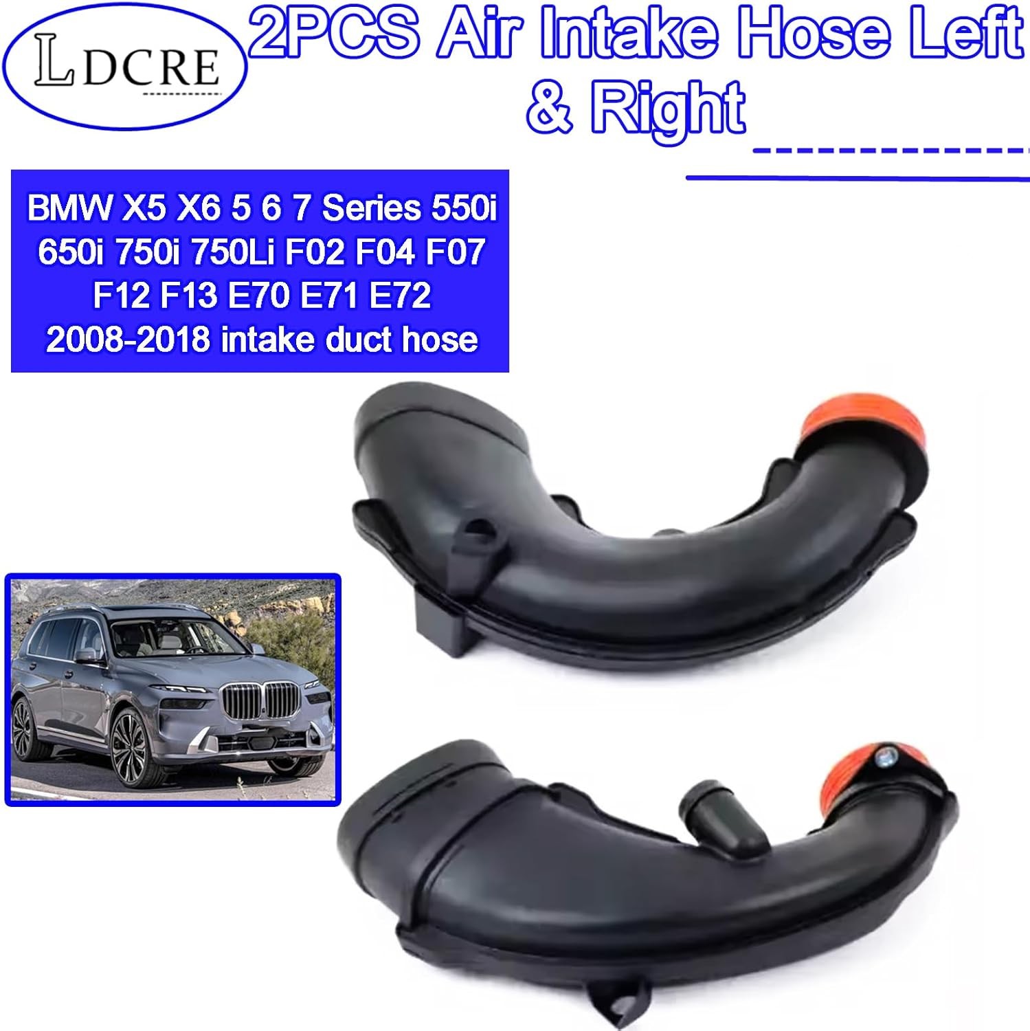 2PCS Air Intake Hose Left & Right 13717577451 13717577452 Compatible with BMW X5