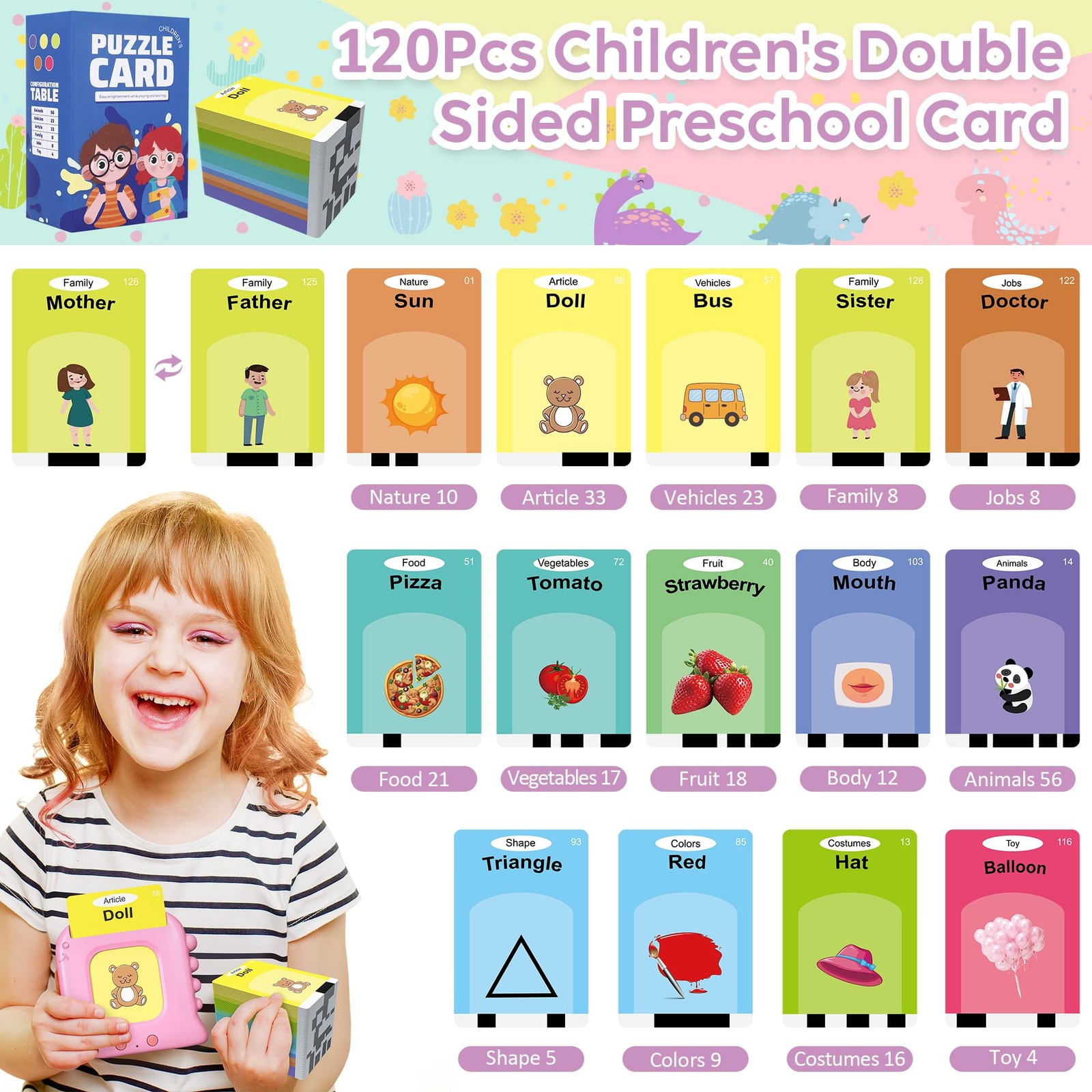 Tarjetas didácticas parlantes con 240 palabras reconocibles a simple vista