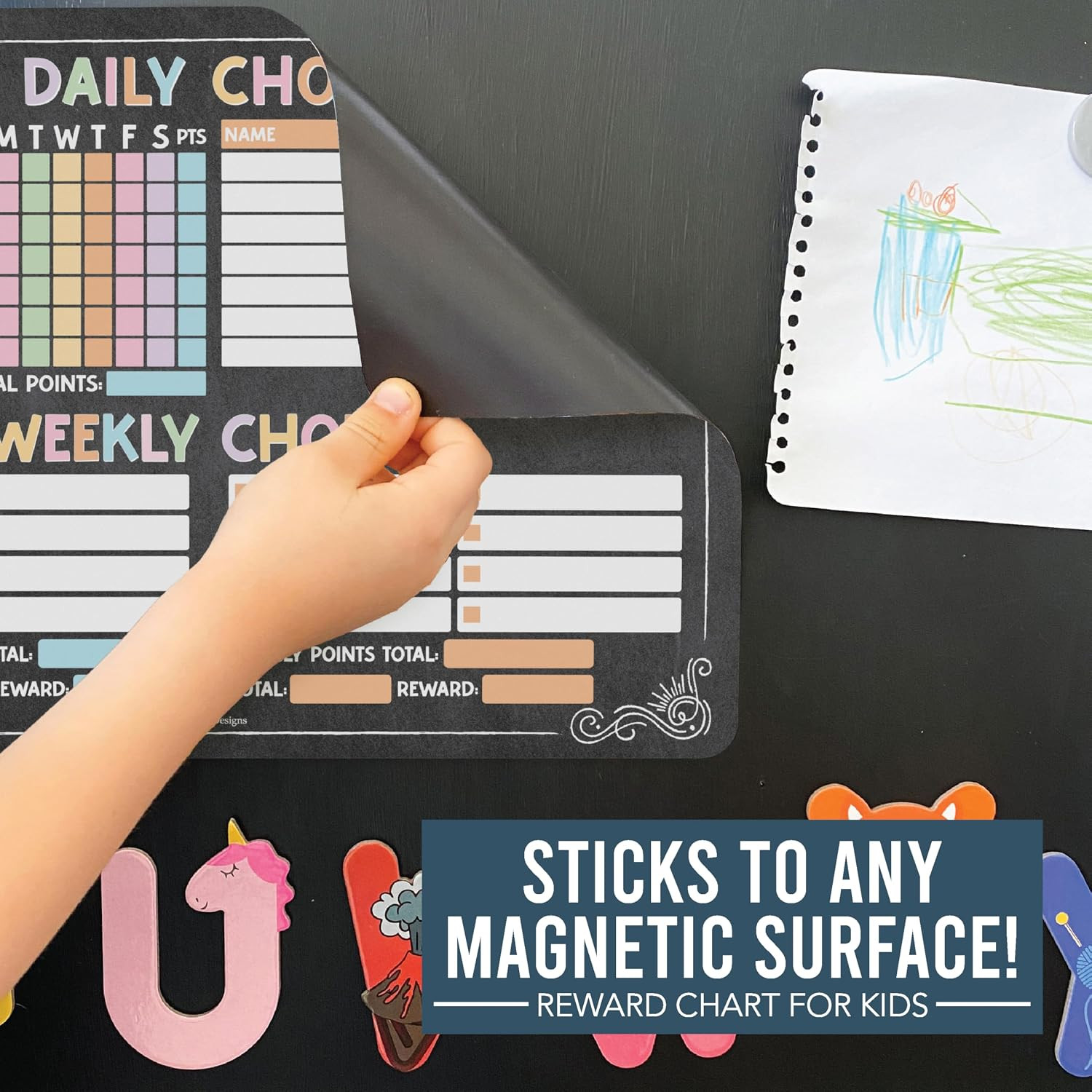 Magnetic Chore Chart for 2 Kids Dry Erase Refrigerator Weekly Planner