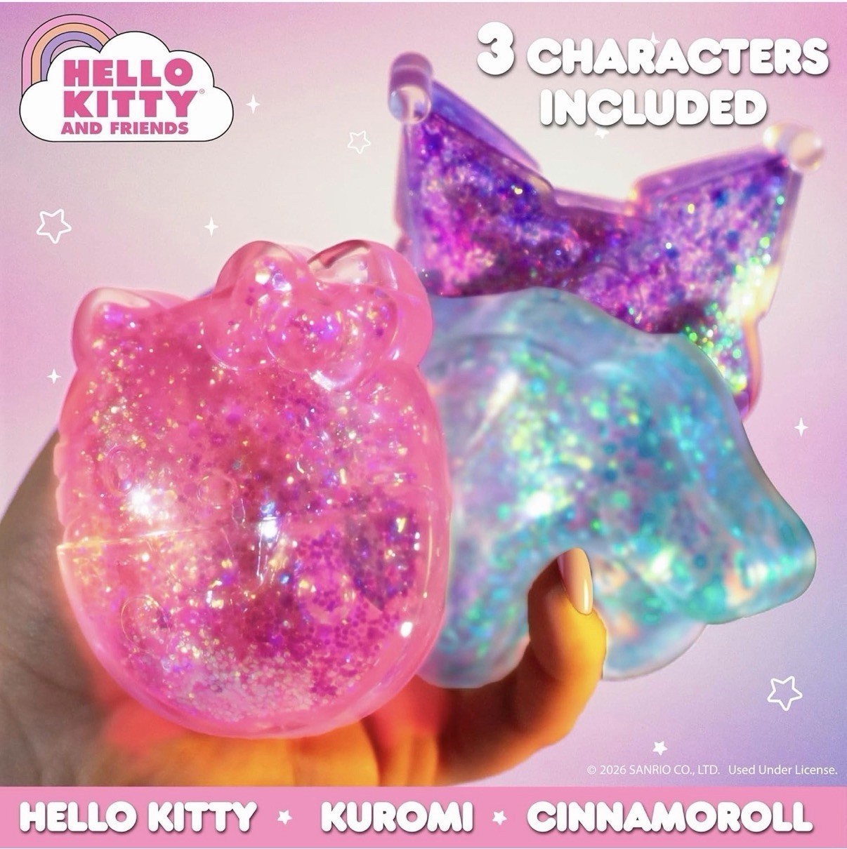 Hello Kitty SLIMYGOOP Gelli Gels 3 Pack, Cinnamoroll, Hello Kitty, Kuromi