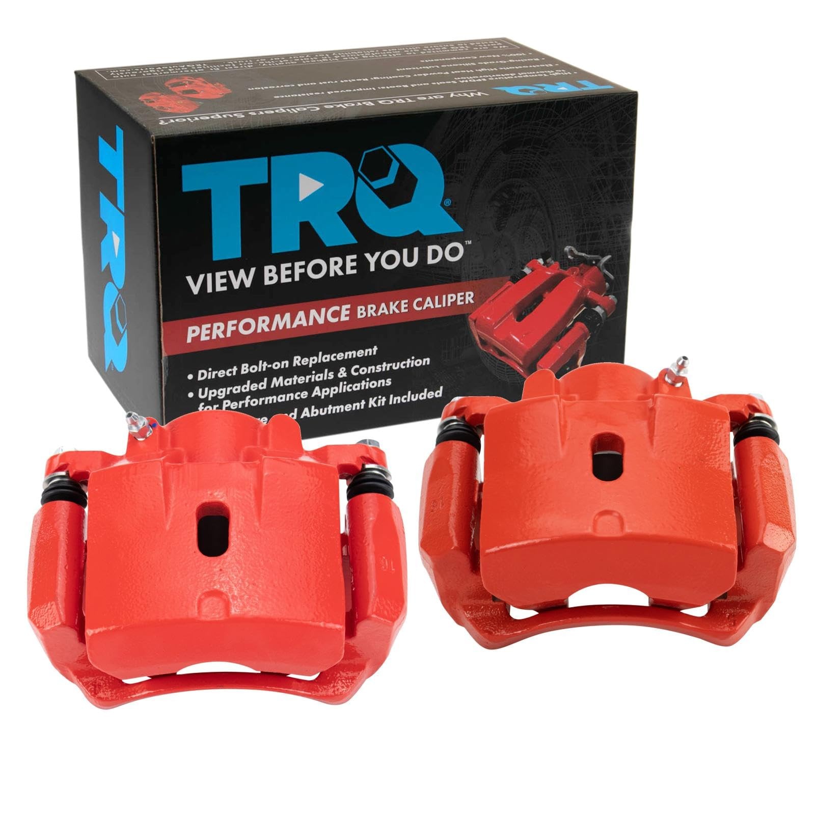 TRQ Performance Front Brake Caliper Set, Driver Passenger Side Red 2 Piece Kit