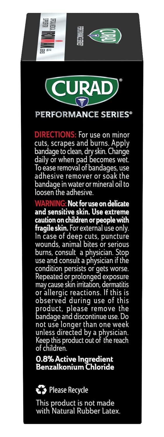 CURAD Performance Series IRONMAN Antibacterial Bandages, Extreme Hold Adhesive