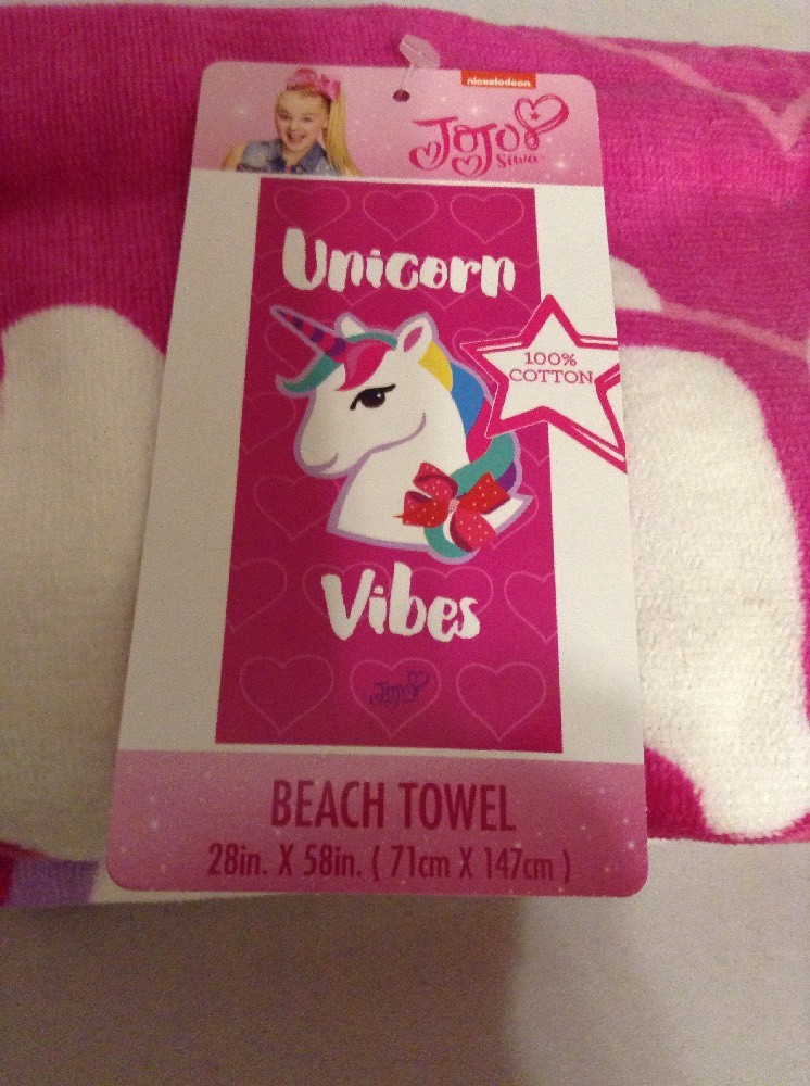 Unicorn Cotton Beach Towel (28X58) and Clear Plastic Jelly Pouch Pink(13.5X9.5)