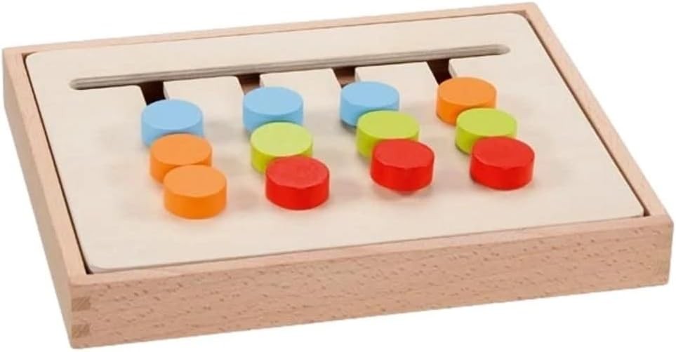 Goki 58406 Color sorting board in wooden box, foldable Puzzles, Multicoloured