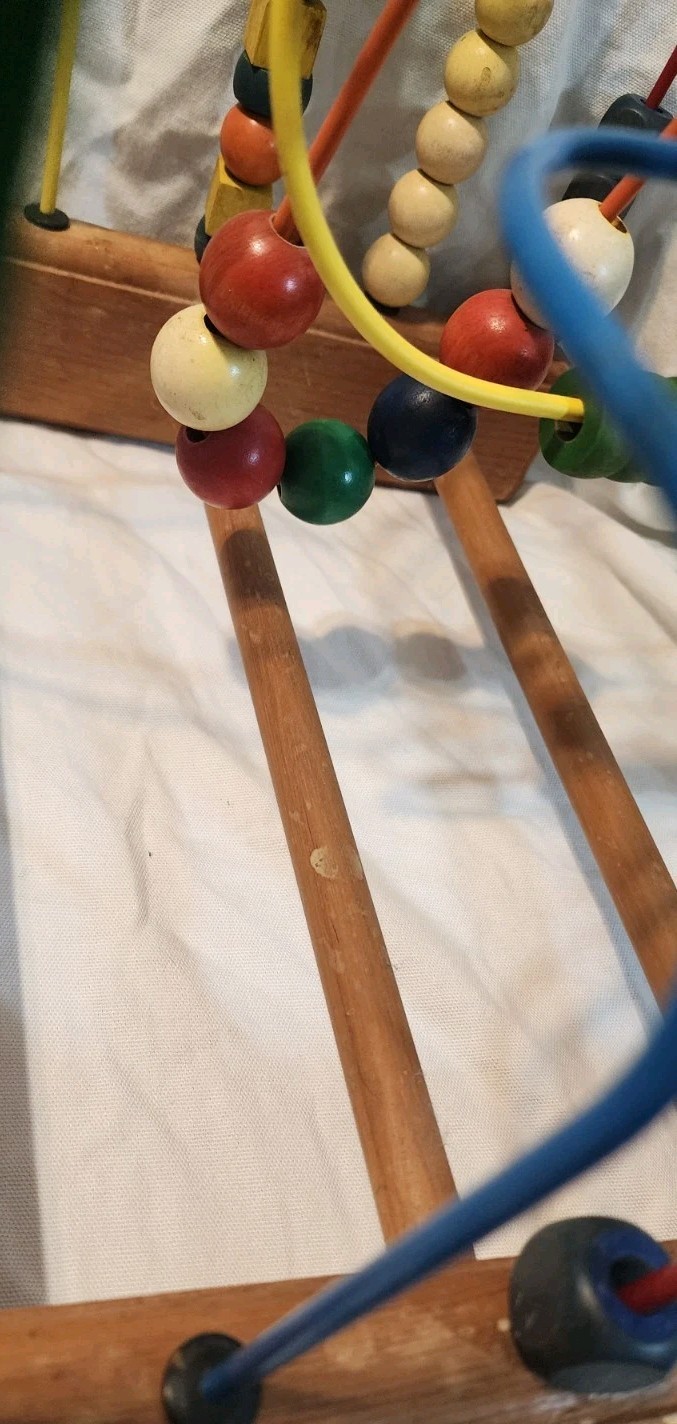Vintage Anatex Rollercoaster Bead Maze Wood Wire Toy Large LA Calif USA 1970s