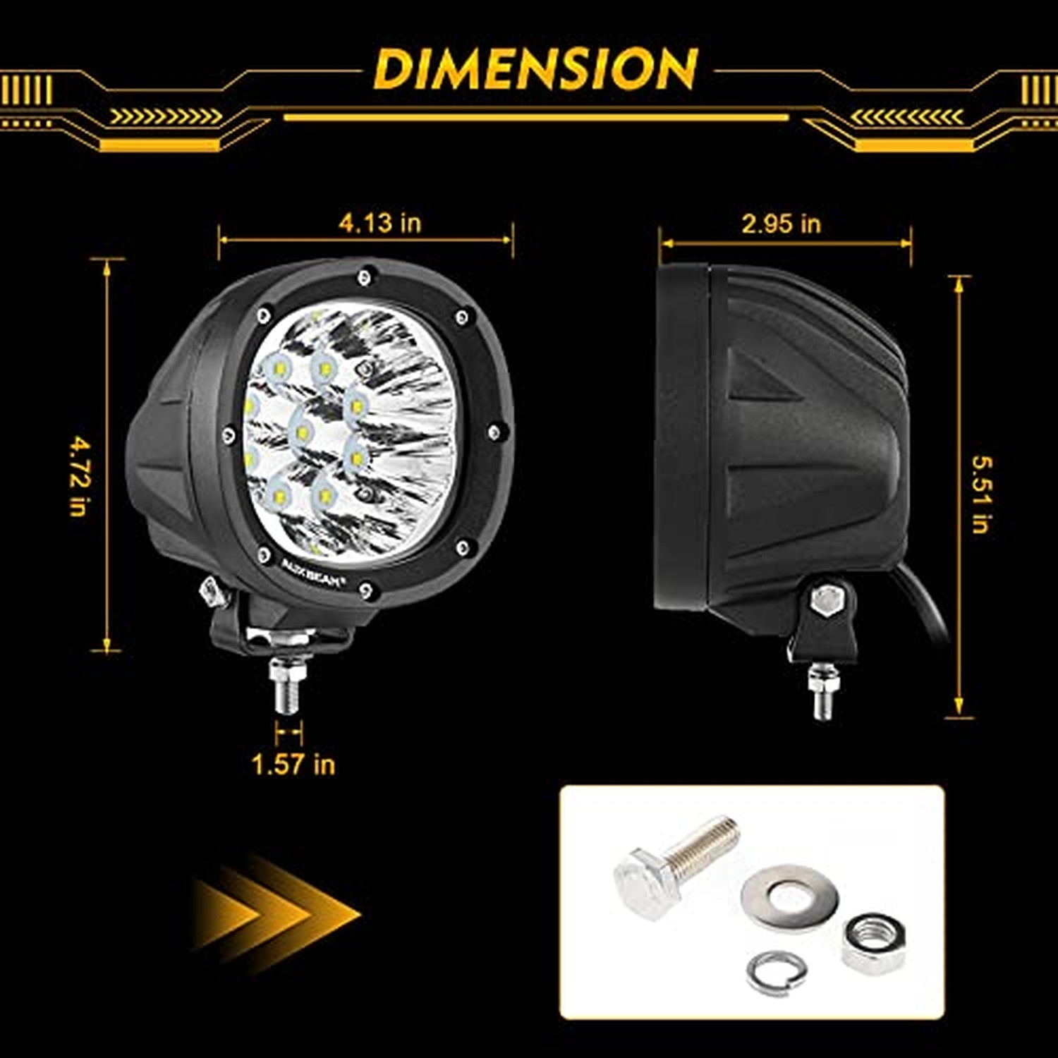 Auxbeam 4″ Round Offroad Light Pods, 6 Modes Amber White Fog Lights Strobe Li…