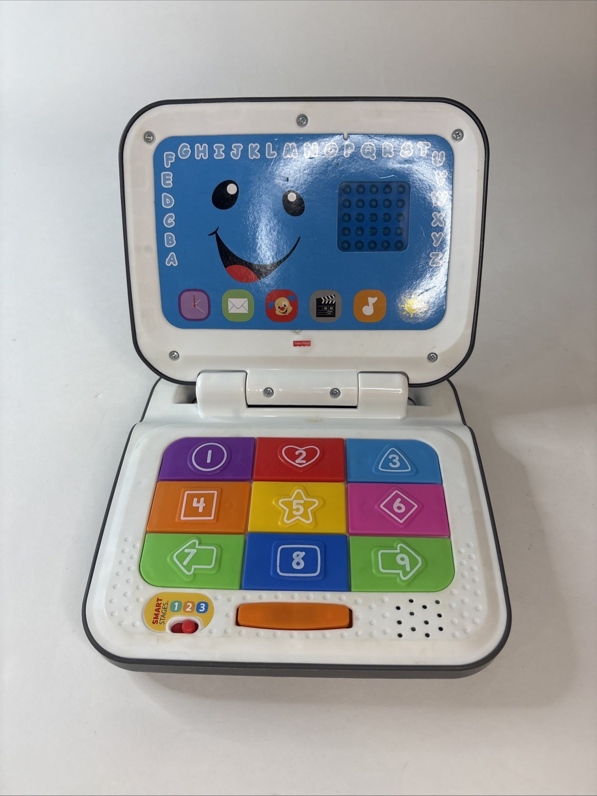 FISHER PRICE Kids Blue White Laugh Learn Smart Stages Laptop Play Computer Toy