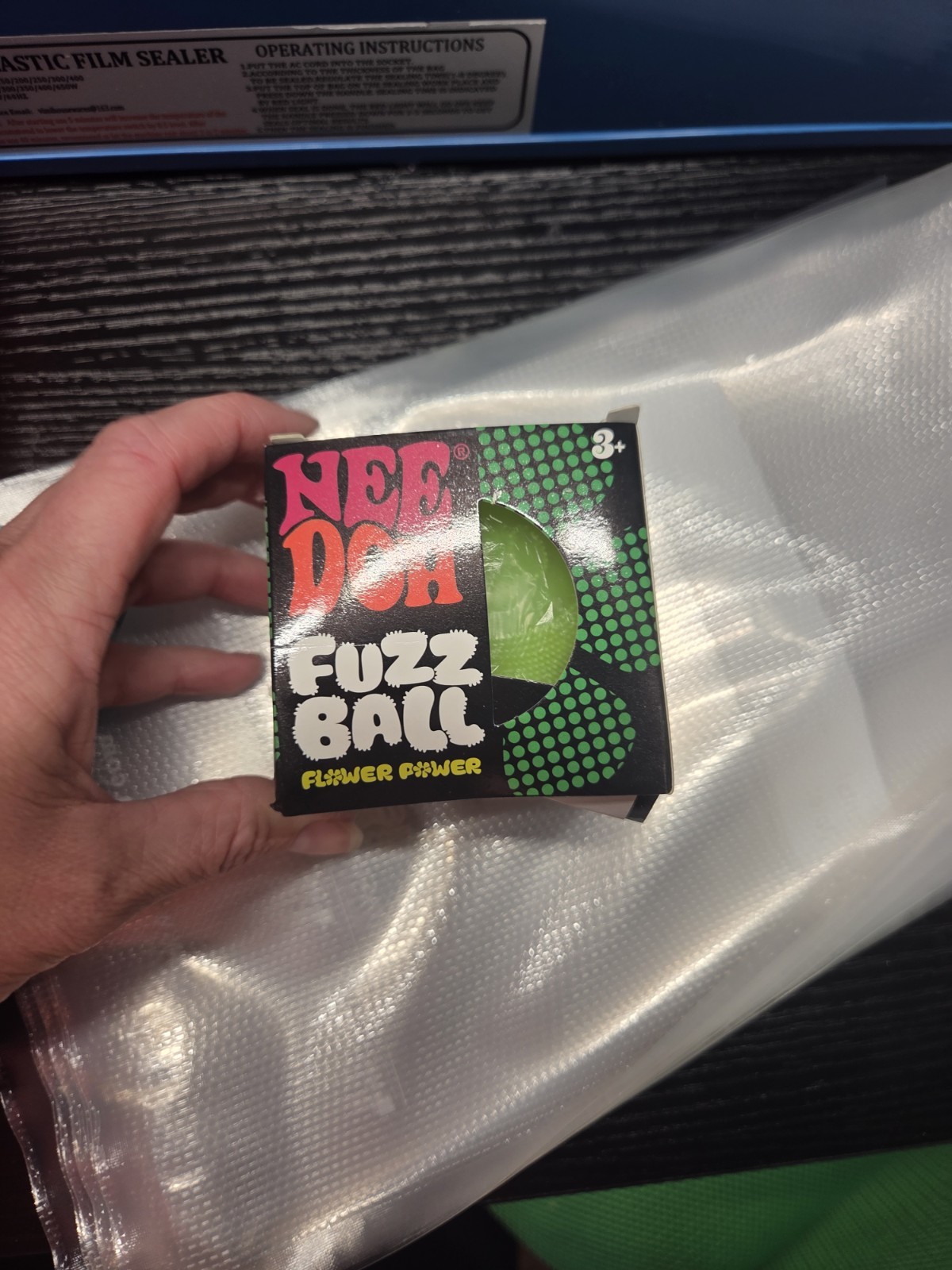 Needoh GREEN Fuzz Ball Flower / Wonder Nee Doh Squish Stress Ball NEE-DOH