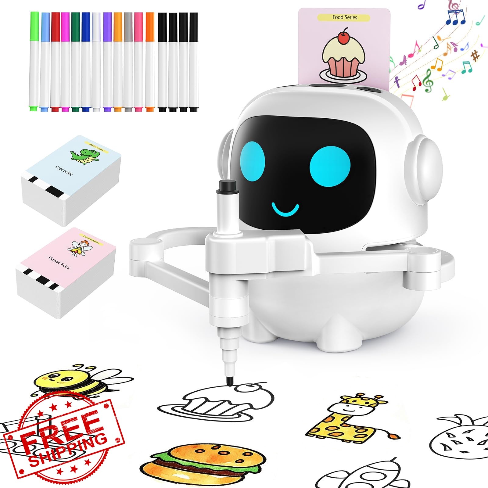 YPHJLZX drawing robot white 200 cards