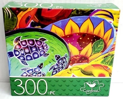 300pc PUZZLE JIGSAW SET BRIGHT STARS MEXICAN POTTERY PARASOLS COFFEE CUP CERAMIC