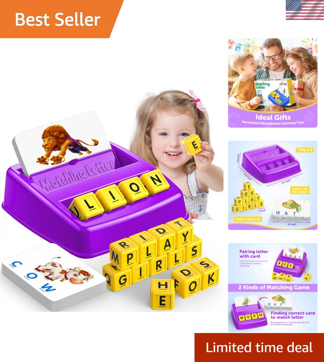 Interactive Letter Matching Game for Kids Ages 3-8 – Develops Spelling Skills