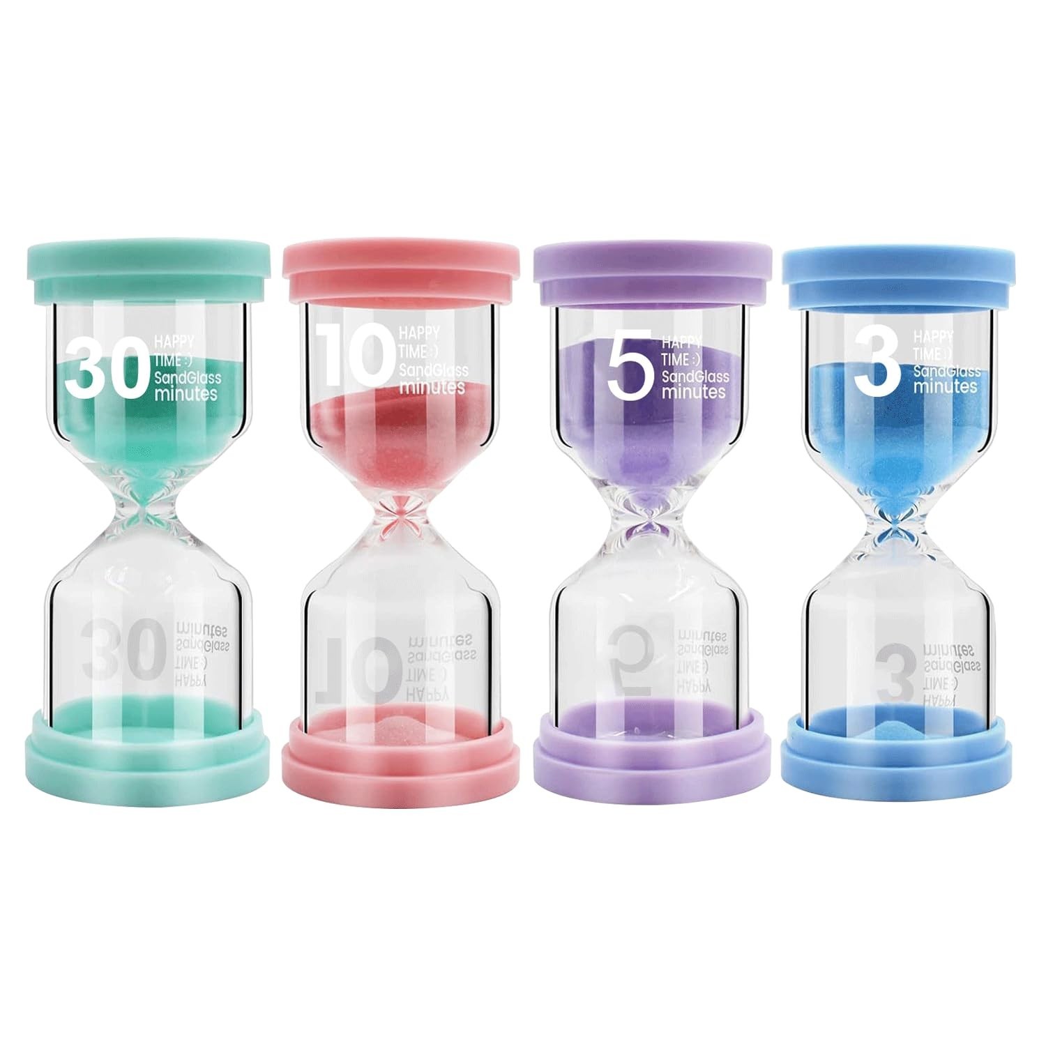 Sand Timer for Kids 4 Pack Colorful Hourglass 3min, 5mins, 10mins, 30mins San…