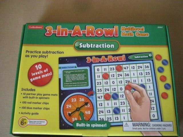 Lakeshore Learning – 3-in-A-Row! Multilevel Math Game – Subtraction # FF547