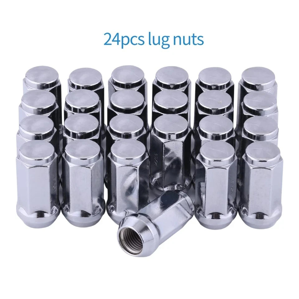 Chrome Acorn Lug Nuts – M14 x 1.5, 1.8″ Tall, Set of 24 pcs for Avalanche, Color