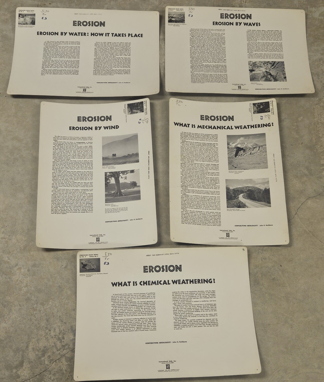 28 1960’s Educational Aids 18″x13″ Cards Erosion Fruit Farming Weather Butterfly