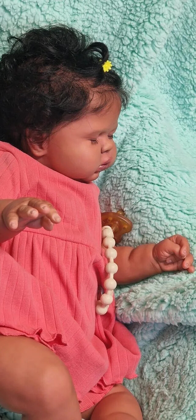 24inch Lifelike Reborn Doll Hand-rooted Hair Toddler Girl Pickle Dark Skin Gifts