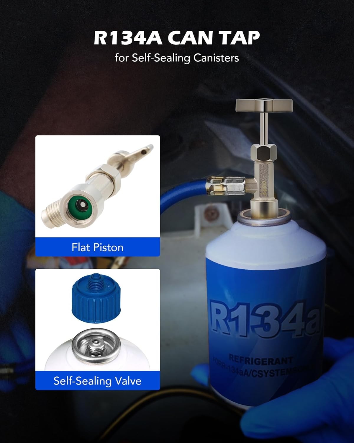 Orion Motor Tech R134a Self Sealing Can Tap, Self-Sealing Can Opener for R134a R