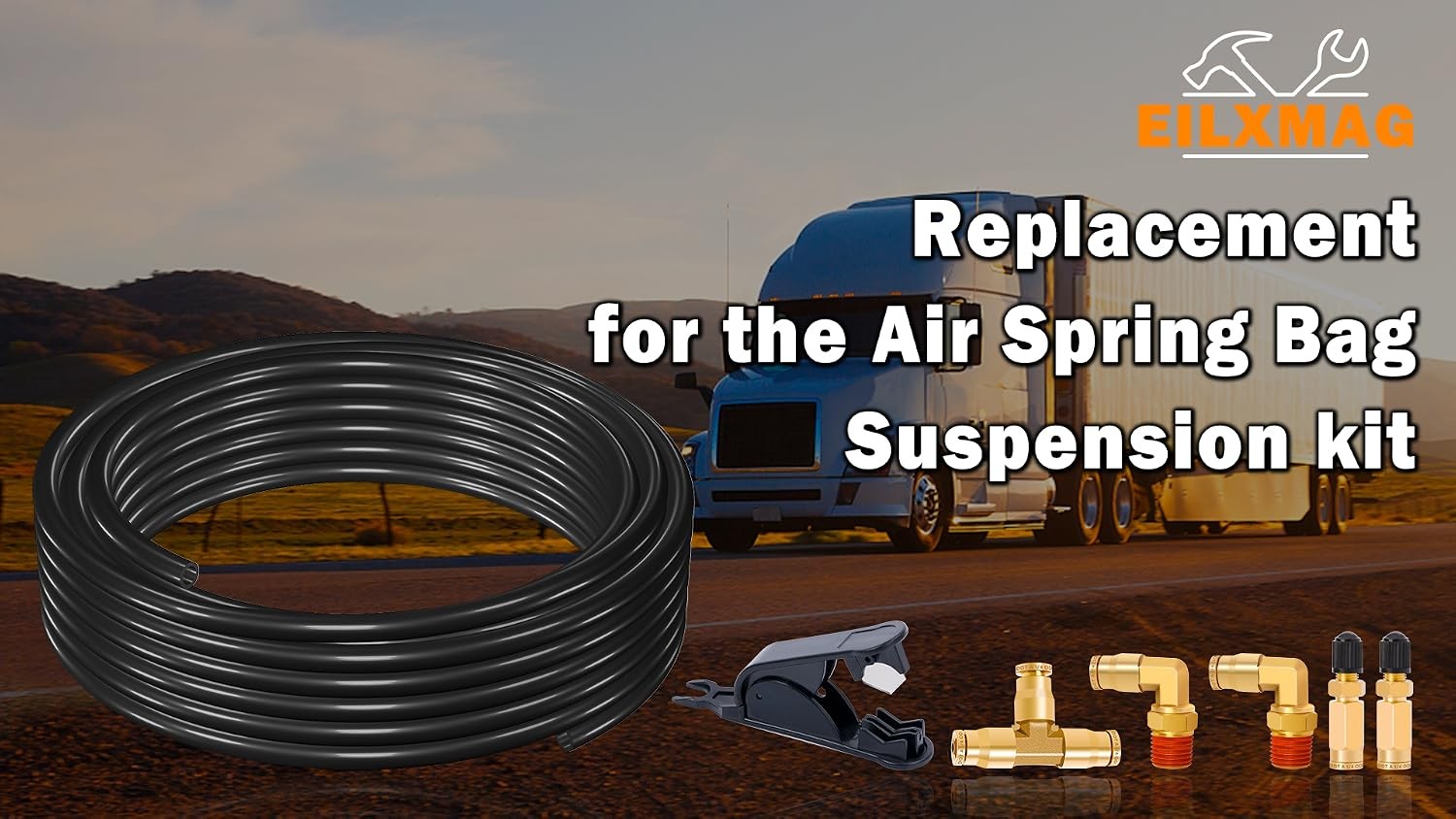 Air Line Kit for Air Spring Bag Suspension with Fittings, 30 FT PA Hose Truck Ai
