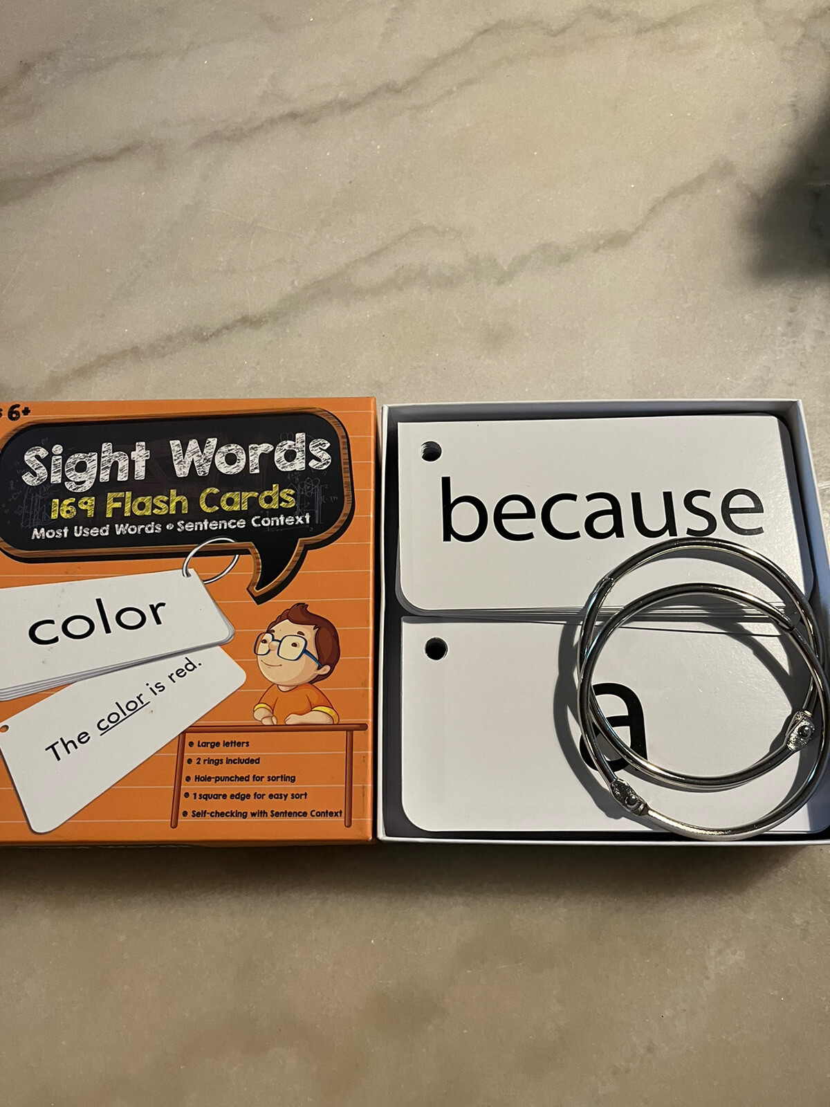 STAR RIGHT Education – 169 Sight Words & Sentences Flash Cards,with 2 Rings -NEW