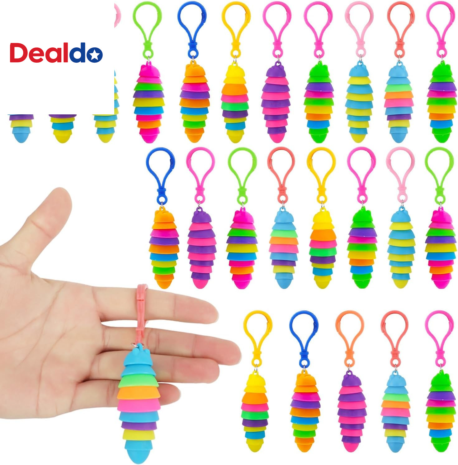 24 PCS Sensory Slug Toys, Articulated Stretch Caterpillar Toy, Anxiety Relief Fi