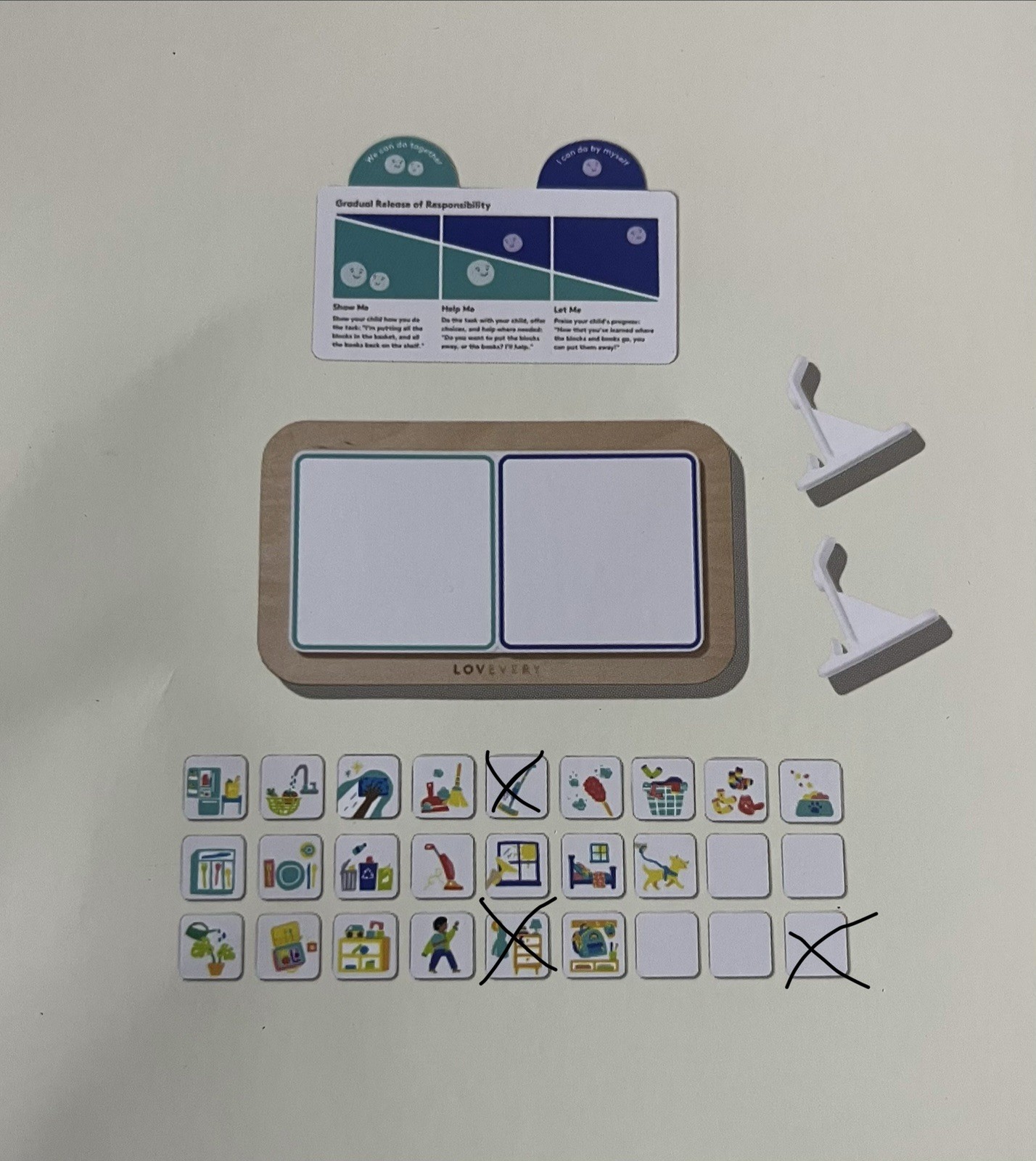 Lovevery Daily Helper Magnetic Chore Wooden Board Chart 49 50 51 Connector