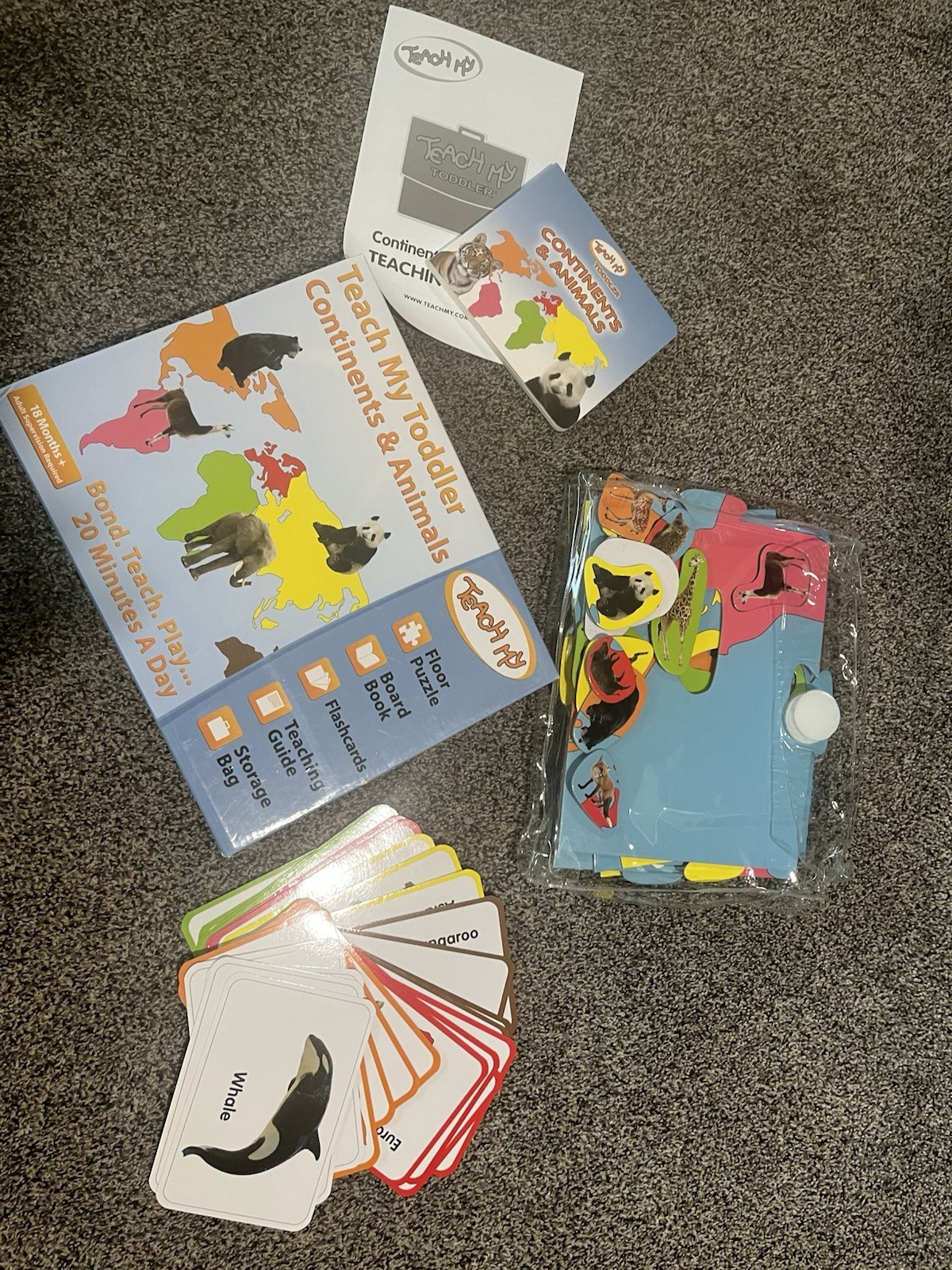 Teach My Toddler Continents & Animals Geography Set Puzzle Flashcards Board Book