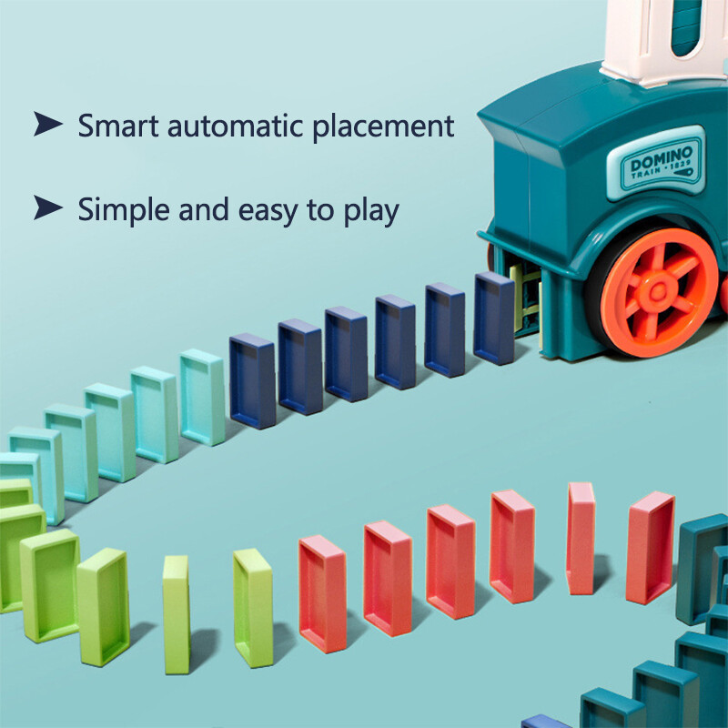 Kids Electric Domino Train Automatic Laying Dominoes Brick Car Blocks Toy Set US
