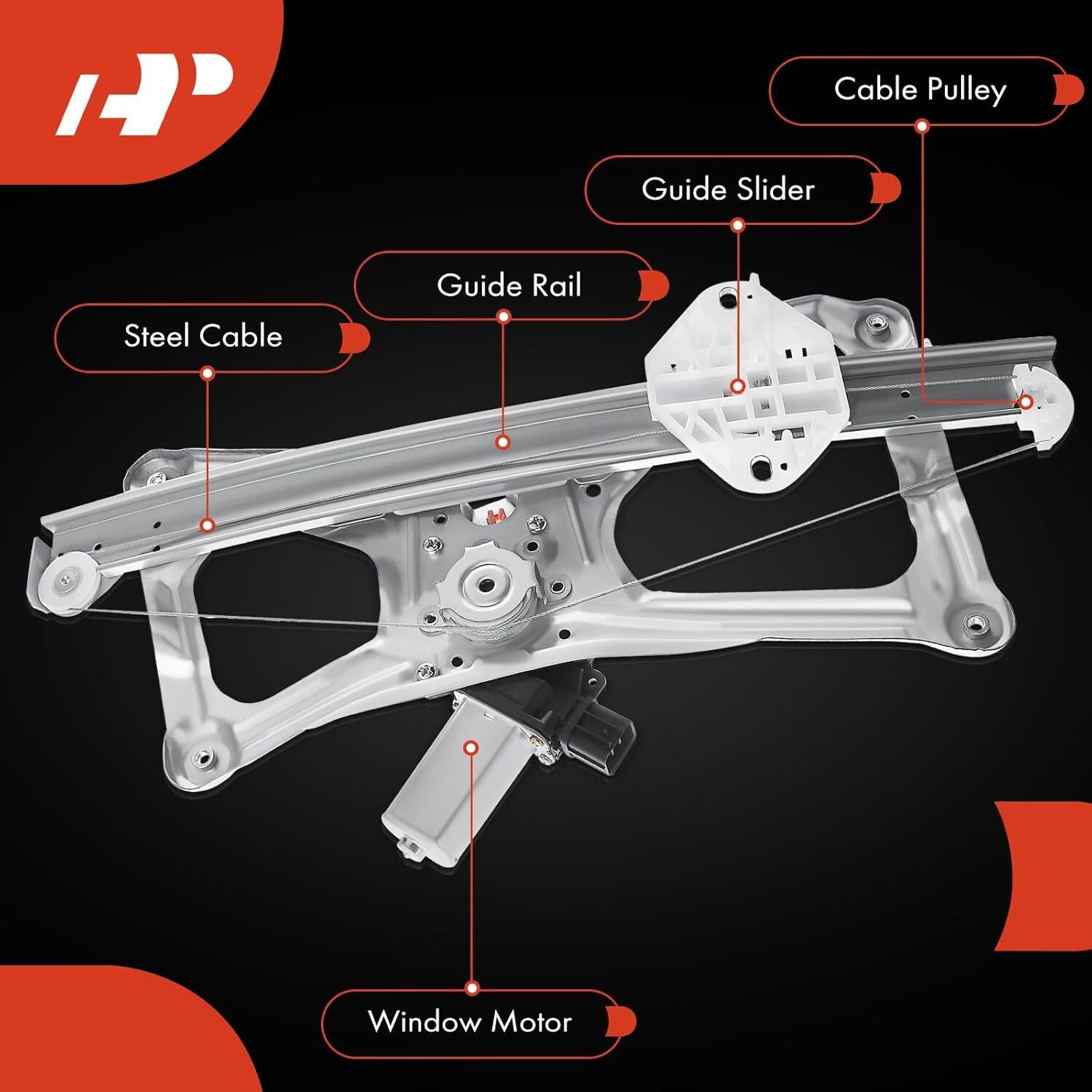 Front Driver Side(LH) APM Electric Power Window Regulator with Motor