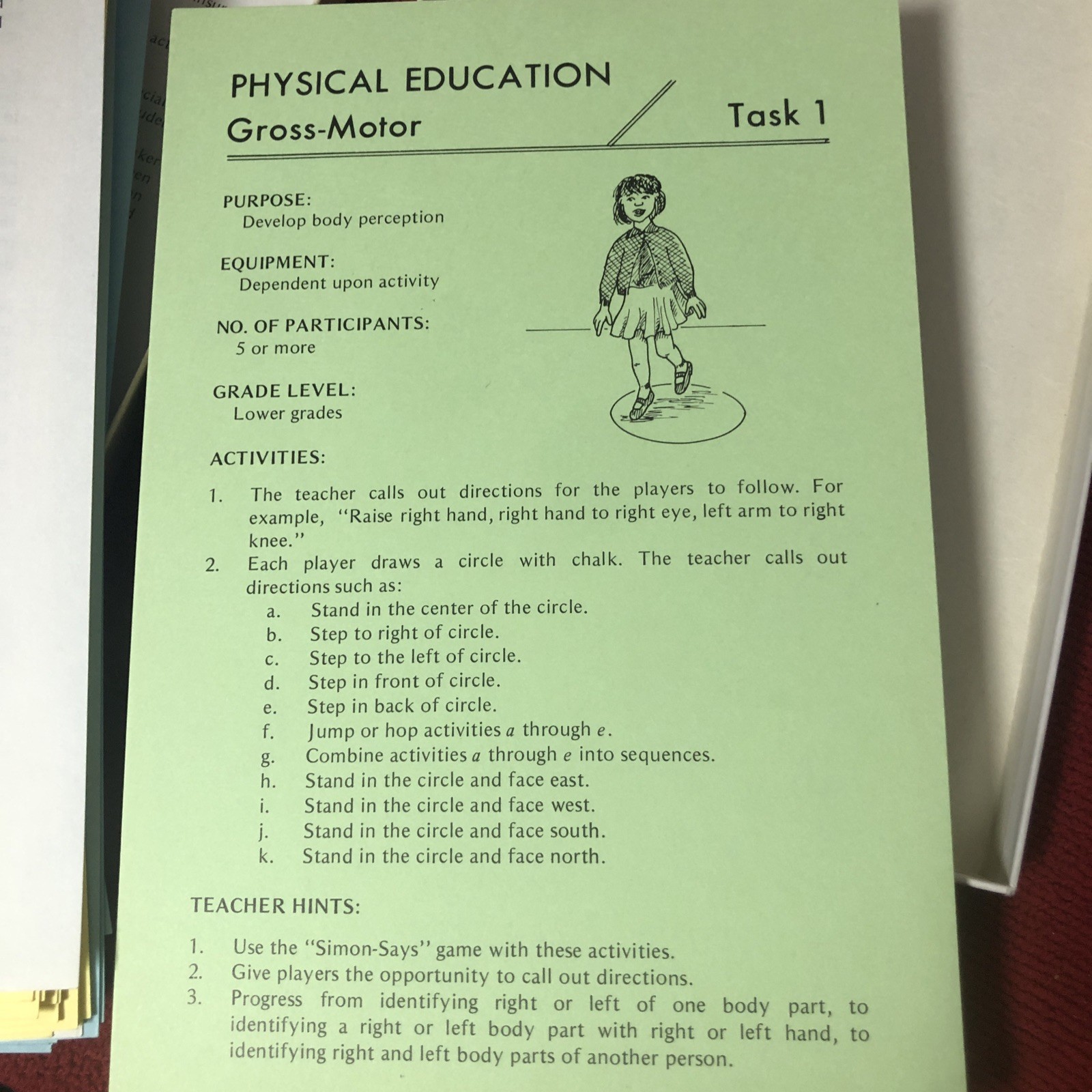 Learning Activity Cards For Children & Teachers Communication Physical Education