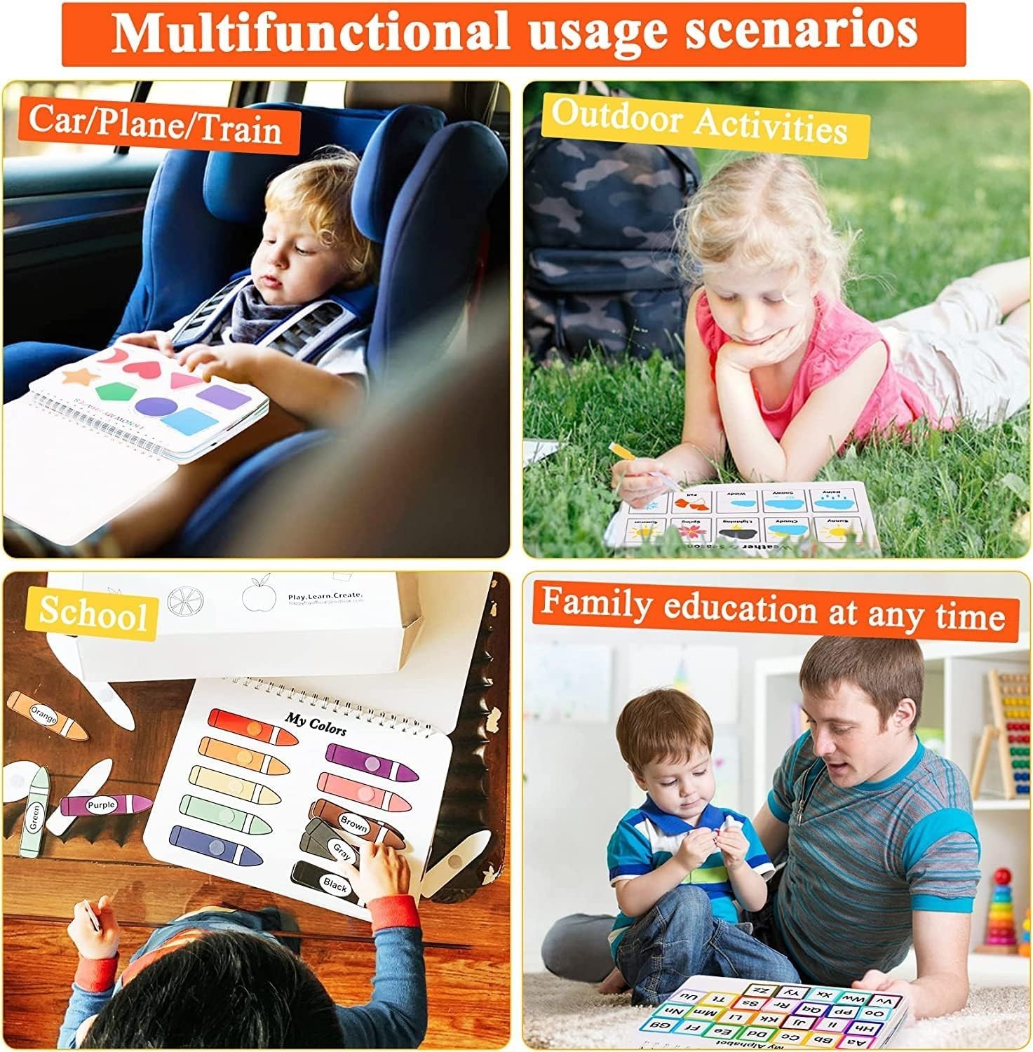 Busy Book for Kids, Montessori Preschool Learning Activities, 30 Themes with 8 M