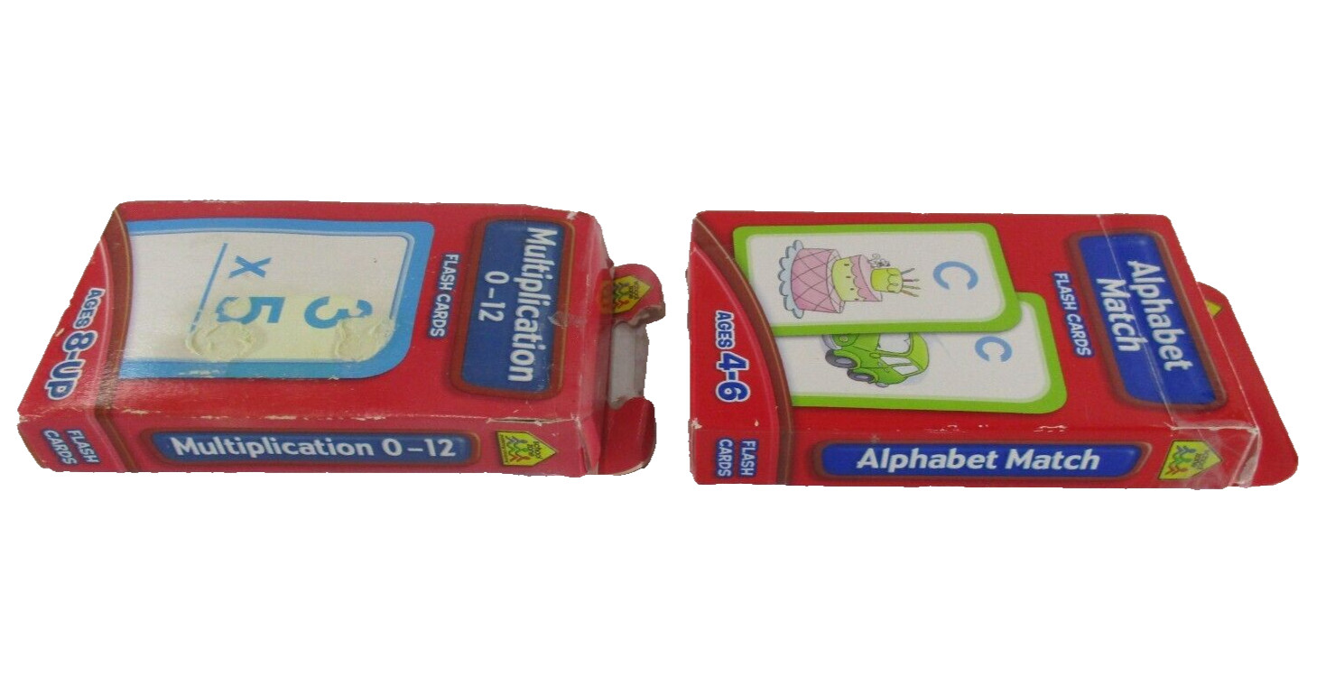 School Zone Multiplication 0-12 Complete and Alphabet Match Flash Cards Ages 4-8
