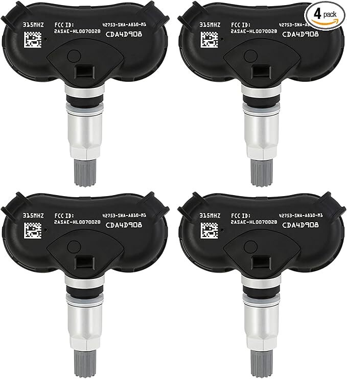 TPMS Sensor, 315MHZ Tire Pressure Monitor System 4-Pack for 2008-2017 Honda