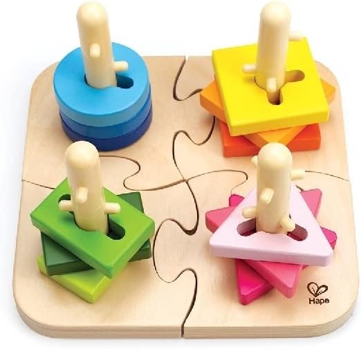 Creative Peg Puzzle by Hape Wooden Stacker Peg Problem-Solving Puzzle for Todd